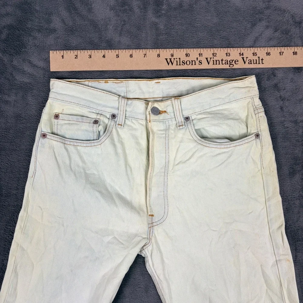 Vintage Levis Jeans Men 32x30 Yellow 501 Button Fly Straight Leg Made in USA 90s